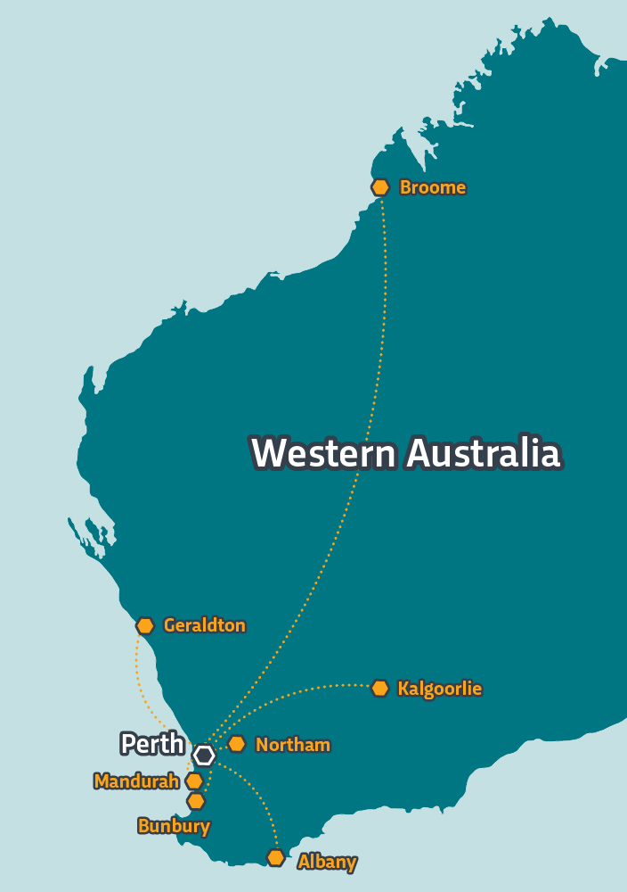 Map showing regional TAFE campus locations