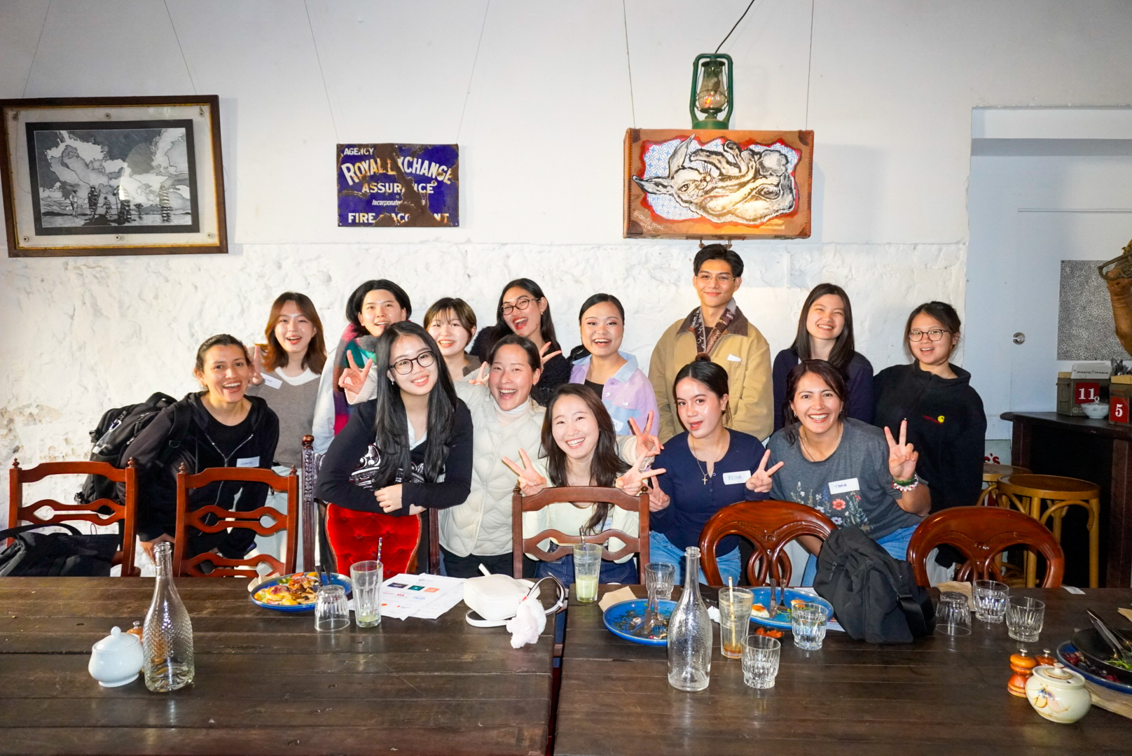Group of students in a cafe
