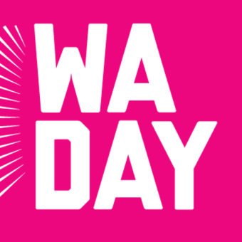 WA Day logo on pink background