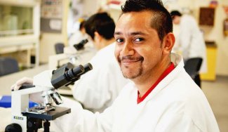 People using Labatory microscopes