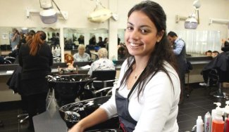 Person in a salon environment