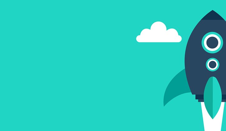 Cartoon style image - a rocket launching up through clouds