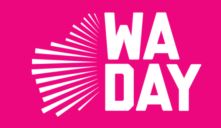 WA Day logo on pink background