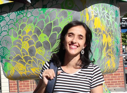 Brazilian student Carolina outside Perth TAFE campus