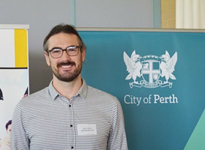 Student Martin at a student event in Perth