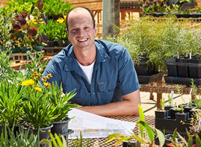 Student Rui in garden at TAFE campus