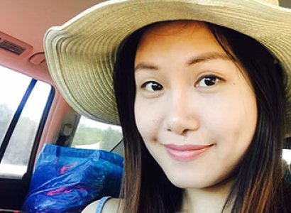 Student Yingjun in a car