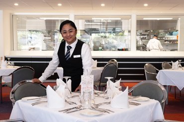 TAFE Hospitality student at Bentley Pines Restaurant